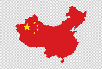 China flag on map isolated  on png or transparent  background,Symbols of  China,template for banner,card,advertising ,promote, TV commercial, ads, web, vector illustration