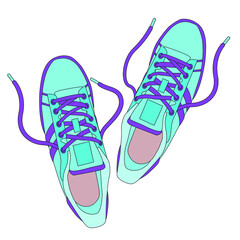 Vector illustration Running Shoes. Vector fitness sneakers shoes for training, running shoe vector illustration. Sport shoes. Sneaker Shoe Minimal Color Flat Line Stroke Icon.