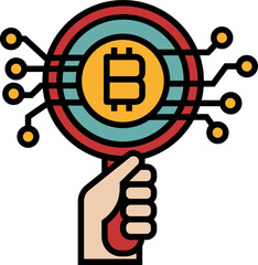 Bitcoin research currency icon. Bitcoin concept icon style