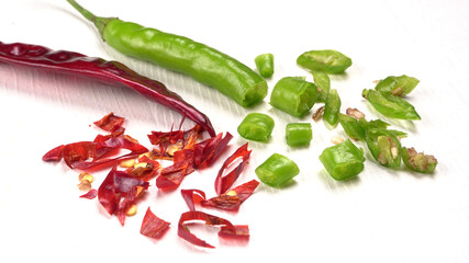 Fresh Red and Green hot chilli peppers.