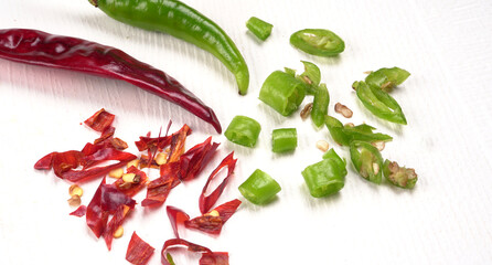 Fresh Red and Green hot chilli peppers.