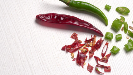 Fresh Red and Green hot chilli peppers.