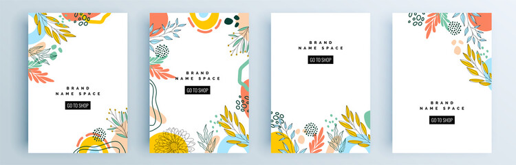 Modern abstract covers set, minimal covers design. Colorful geometric background, vector illustration.