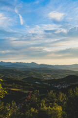 Overview of the hills in Alta Langa, Piedmont - Italy