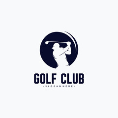 Golf player logo design template