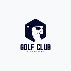 Golf player logo design template