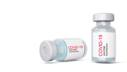 Covid-19 vaccine bottle, coronavirus vaccine, 3d rendering illustration