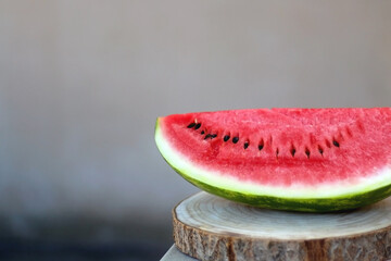 Watermelon slice on the table. Selective focus.