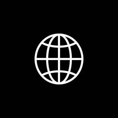 globe icon isolated with black background icon, globe icon vector symbol illustration