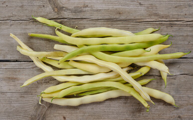 yellow beans on wooden background