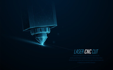 CNC Laser cutting of industrial technology. Low polygon line, triangles, and particle style design. Abstract geometric wireframe light connection structure © pickup