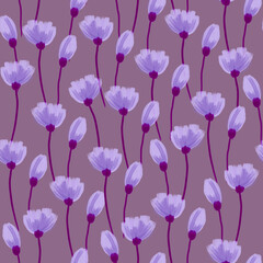 Beautiful seamless floral pattern. Summer flowers. Floral seamless pattern .Seamless pattern with flowers, leaves. Great for fabric, textile. Minimal design in trendy colors. Vector Illustration.