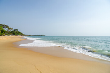 Fototapeta na wymiar A beautiful empty beach in Sierra Leone, West Africa