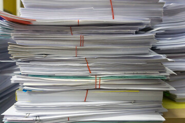 Close up stack of document at office