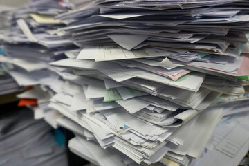 Close up stack of document at office