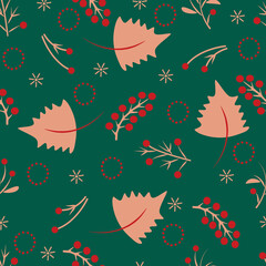 Christmas seamless template for greeting cards, wrapping paper, textiles, wallpaper.Hand-drawn vector illustration