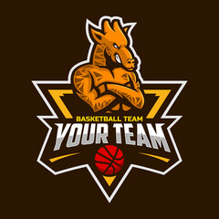 Giraffe mascot for a basketball team logo. Vector illustration. Great for team or school mascot or t-shirts and others.