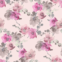 Abstract floral seamless pattern of orchid branches. Beautiful background for your festive design and wallpaper. 