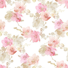 Abstract floral seamless pattern of orchid branches. Beautiful background for your festive design and wallpaper. 