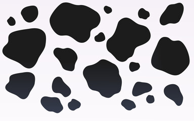 Black and white spotted cow print texture. Vector illustration