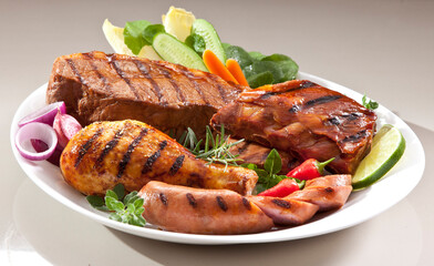 grilled meat with vegetables