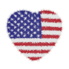 3D render of the United States of America fur heart isolated on white