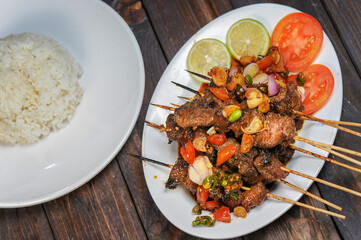Sate Kambing or satai goat is a food made from young goat meat which is stabbed with a stick and then burned using wood charcoal.