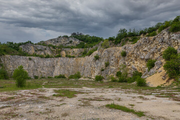 Fototapeta na wymiar An old quarry near the town of Mikulov in the Czech Republic in Europe.