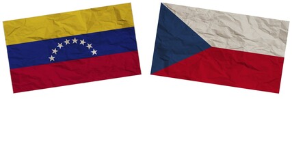 Czech Republic and Venezuela Flags Together Paper Texture Effect  Illustration