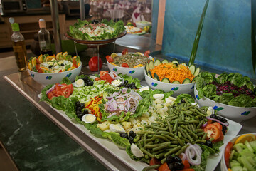 Obraz na płótnie Canvas photo of assorted salads on the buffet at the hotel