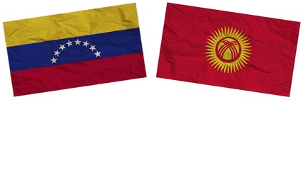 Kyrgyzstan and Venezuela Flags Together Paper Texture Effect  Illustration