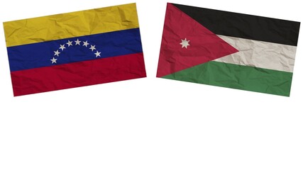 Jordan and Venezuela Flags Together Paper Texture Effect  Illustration