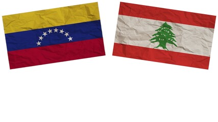 Lebanon and Venezuela Flags Together Paper Texture Effect  Illustration