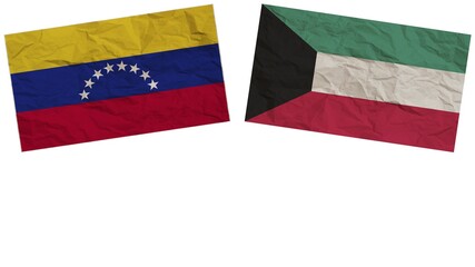 Kuwait and Venezuela Flags Together Paper Texture Effect  Illustration