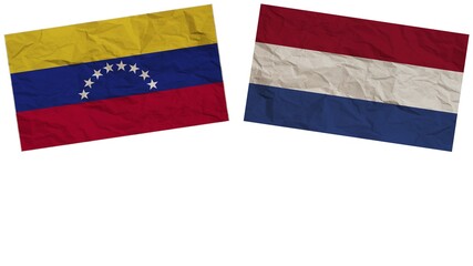 Netherlands and Venezuela Flags Together Paper Texture Effect  Illustration