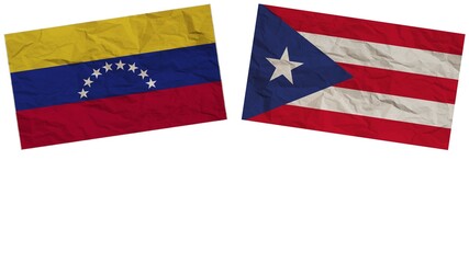 Puerto Rico and Venezuela Flags Together Paper Texture Effect  Illustration