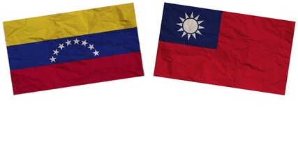 Taiwan and Venezuela Flags Together Paper Texture Effect  Illustration