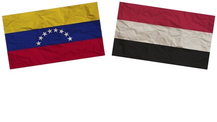 Yemen and Venezuela Flags Together Paper Texture Effect  Illustration