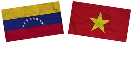 Vietnam and Venezuela Flags Together Paper Texture Effect  Illustration