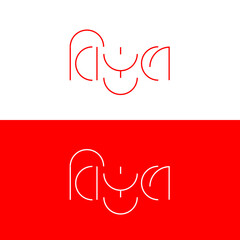 Lord Vitthal name's Marathi calligraphy in red and white color