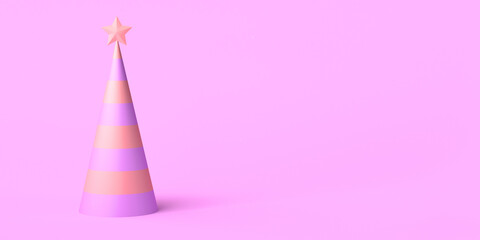 Christmas banner. Xmas background with spiral abstract christmas tree concept. 3d illustration.