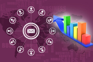 3d rendering Stock market online business concept. business Graph 
