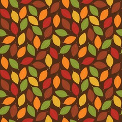 Autumn leaves seamless pattern. Fall season wallpaper background