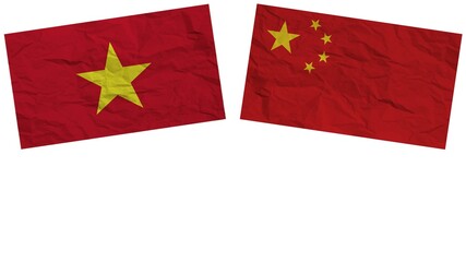 China and Vietnam Flags Together Paper Texture Effect  Illustration