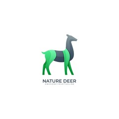 Nature deer gradient color modern logo template