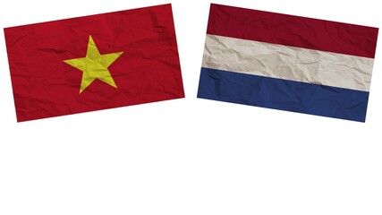 Netherlands and Vietnam Flags Together Paper Texture Effect  Illustration