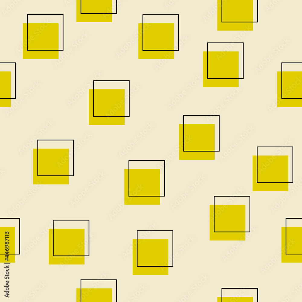 Poster Yellow squares marker drawwn wallpaper. Vector and seamless sample.