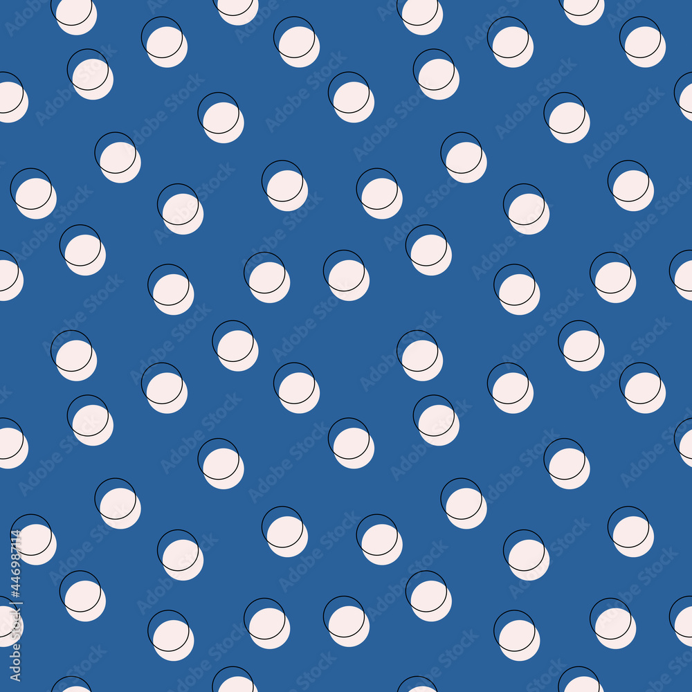 Poster blue background and polka dot in vector. simple dots ornament like wallpaper. seamless.