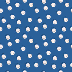 Blue background and polka dot in vector. Simple dots ornament like wallpaper. Seamless.
