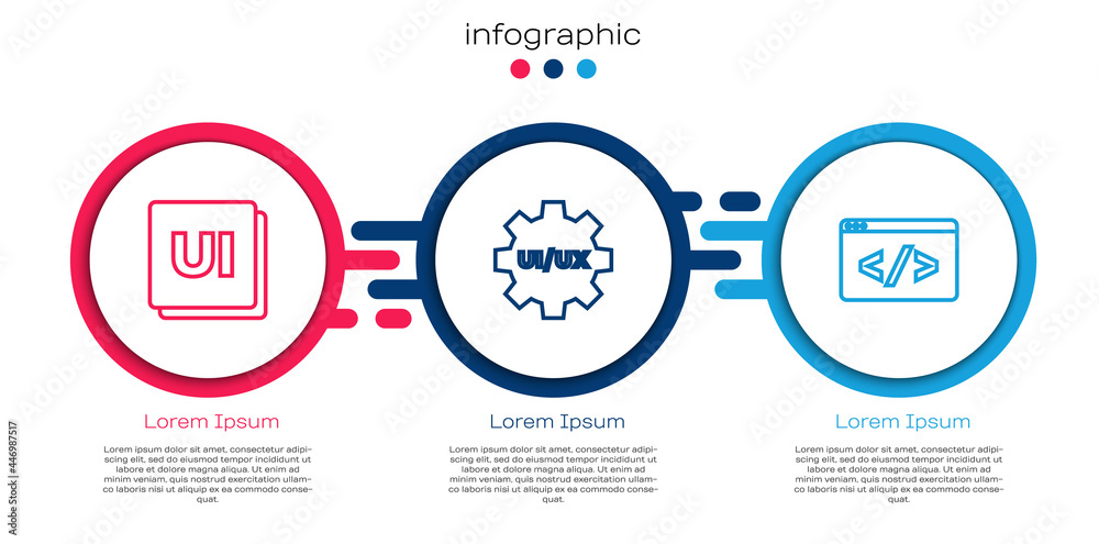 Wall mural set line ui or ux design, and front end development. business infographic template. vector